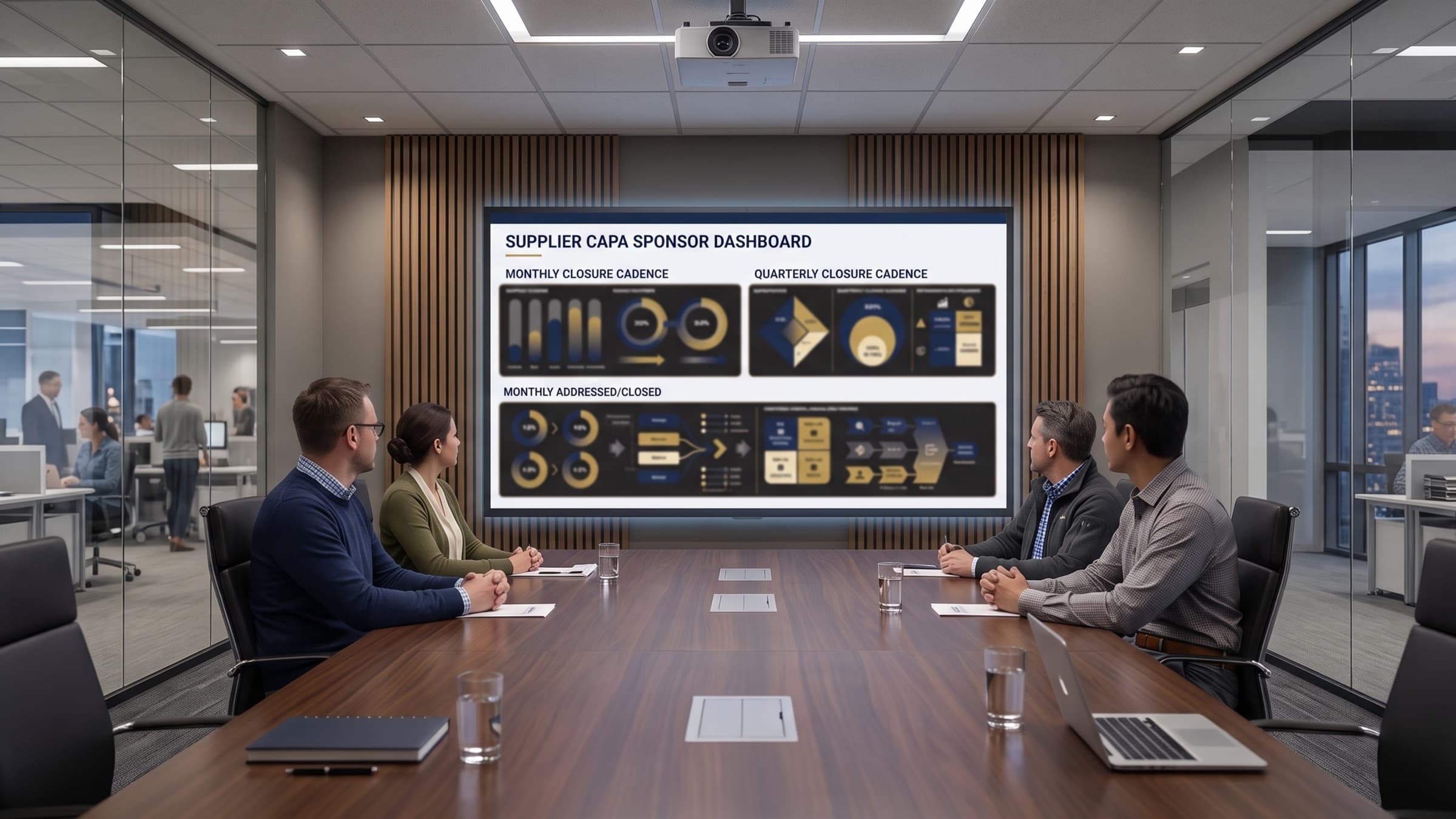 Supplier CAPA sponsor dashboard with anonymized closure and reporting metrics
