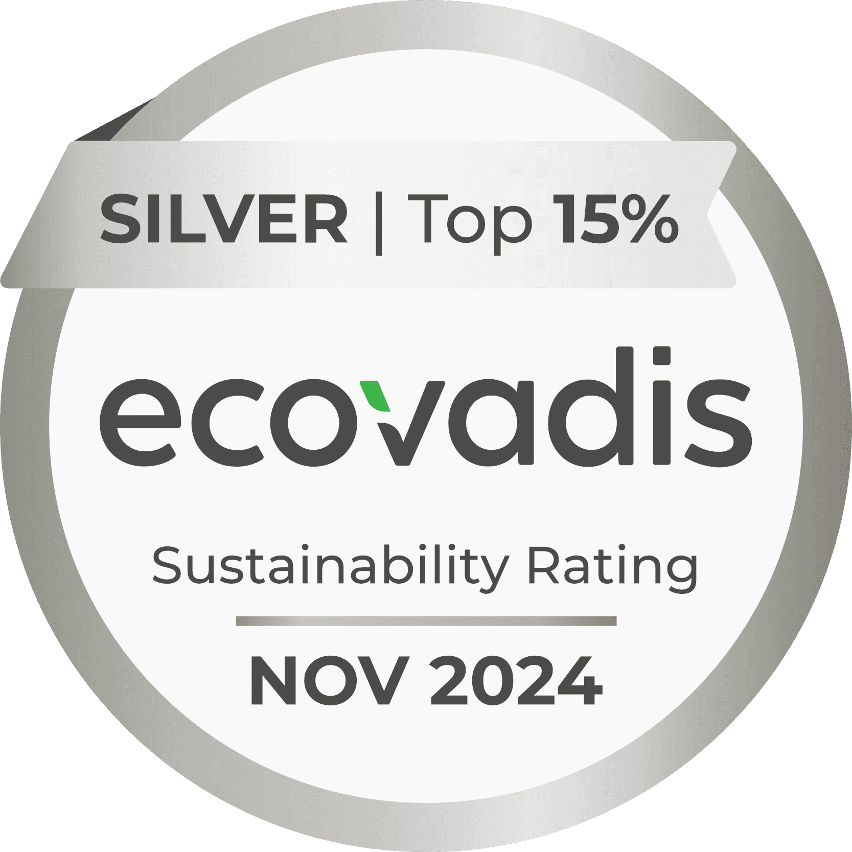 EcoVadis Silver Top 15% November 2024 medal
